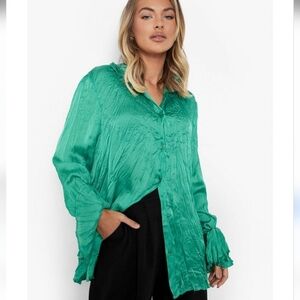 Express Metallic Green Button Down Shirt New Size Small.NWT.